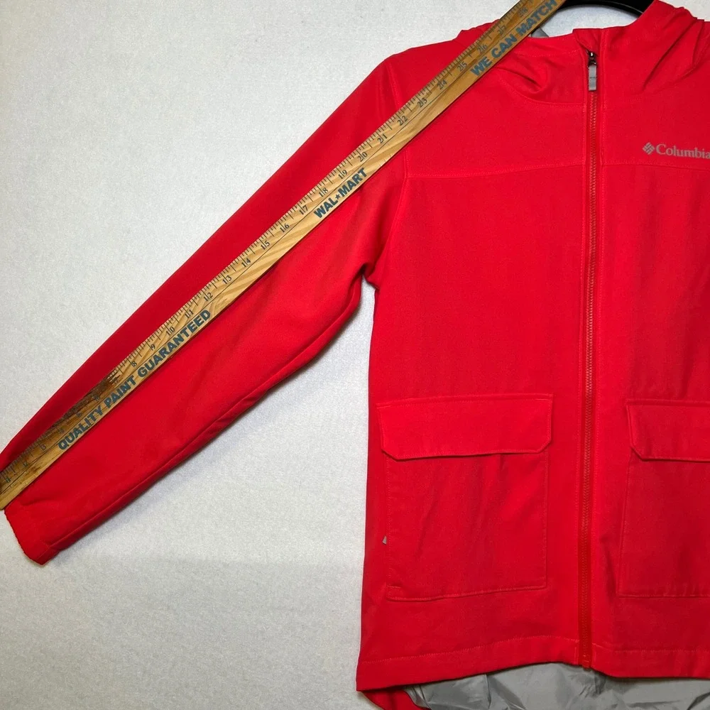 Columbia Red Softshell Hooded Full Zip Gorpcore Outdoor Jacket Youth L 14/16